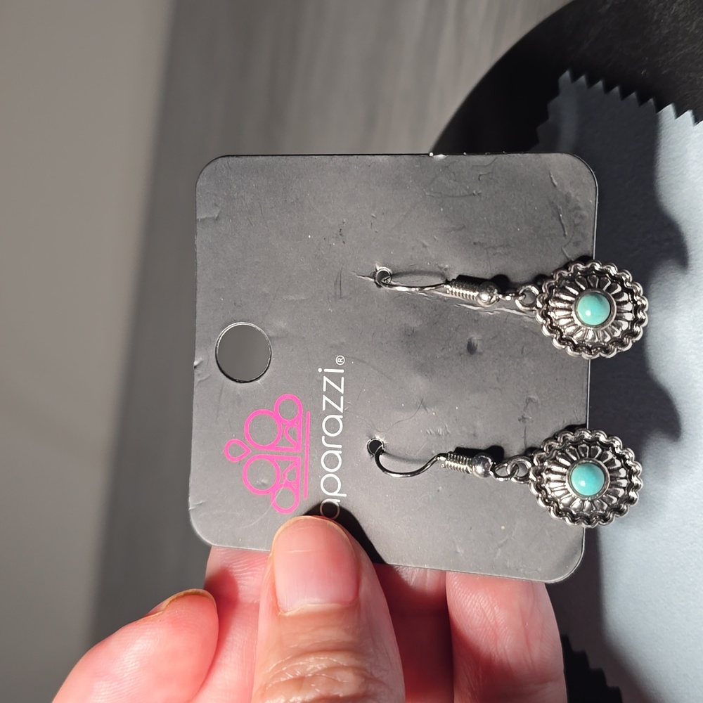 Paparazzi Silver and Turquoise Earrings